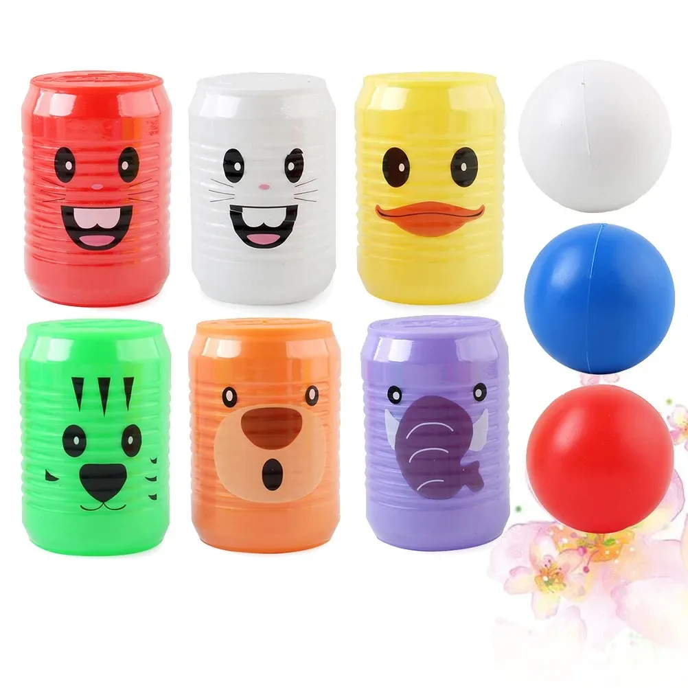 Can Shape Bowling Toy for Kids Indoor Cans Digital Educational Cartoon Animal Pattern Early Educational Interactive Toy