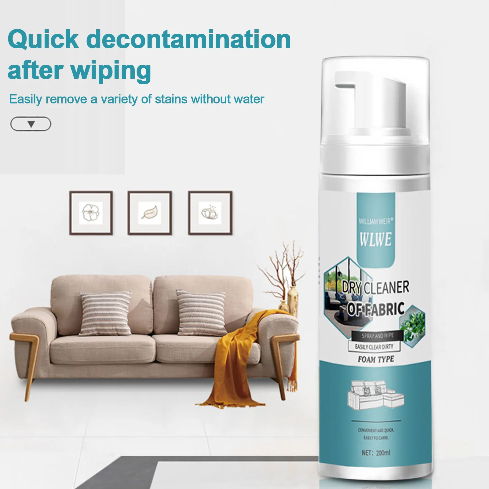 Couch Fabric Cleaner Upholstery Cleaner Car Seat Carpet MultiPurpose Foam Powerful Decontaminate Quick Dry Sofa Curtain