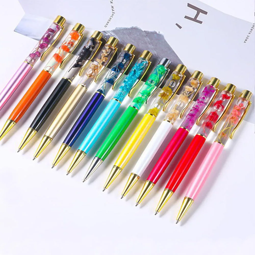 

1Pc Creative Ballpoint Pens Dried FlowerOil Crystal Metal Pen Business Write Signature Pen Advertising Pen Office School Supplie