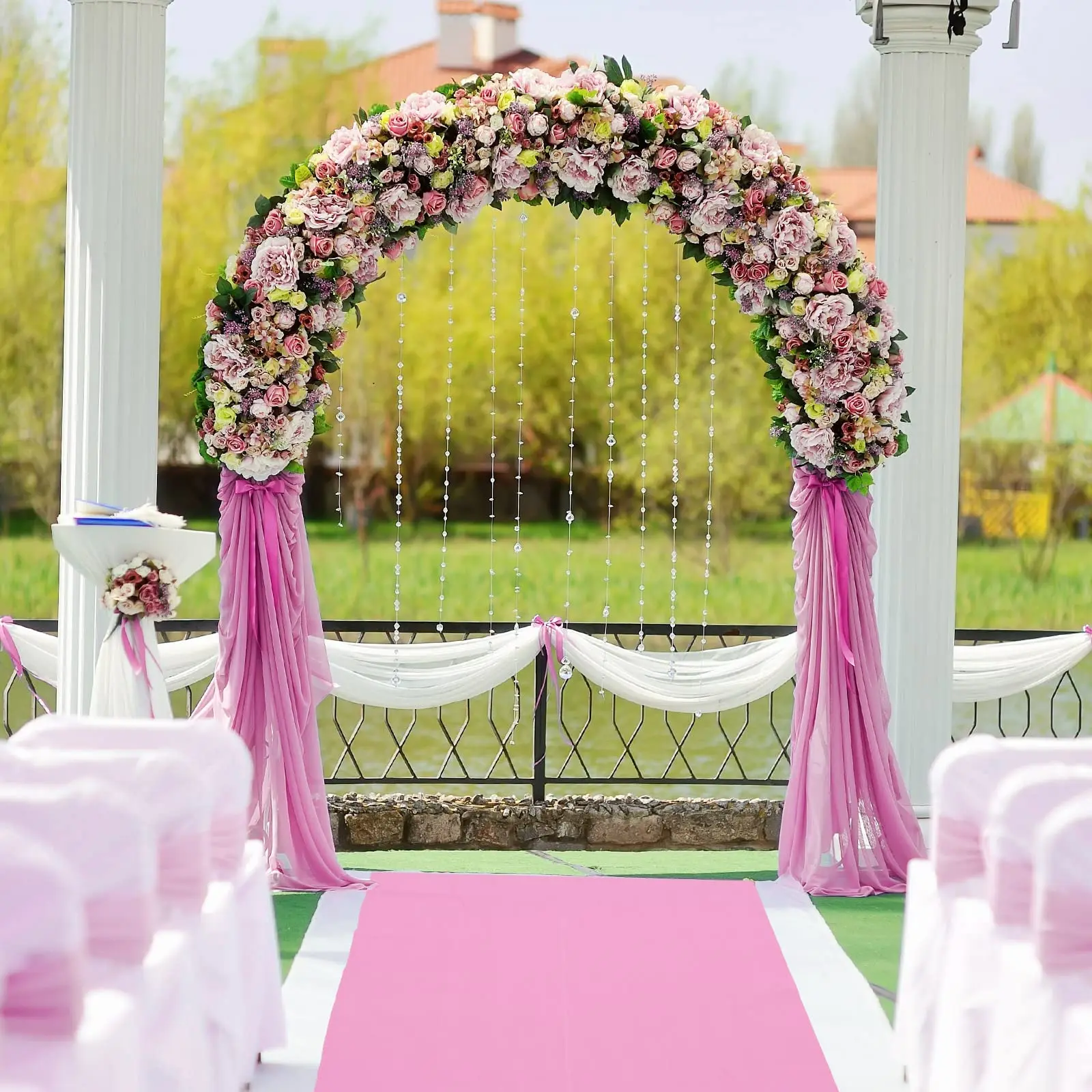 Pink Wedding Aisle Carpet Non-woven Fabric Ceremony Party Stage Carpet Anti Slip Runway