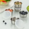 304 Stainless Steel Sauce Seasoning Container 40ml Sauce Cup Silicone Cover Leak-proof Salad Dipping Dish Small Storage Box 1