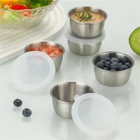 304 Stainless Steel Sauce Seasoning Container 40ml Sauce Cup Silicone Cover Leak-proof Salad Dipping Dish Small Storage Box 1