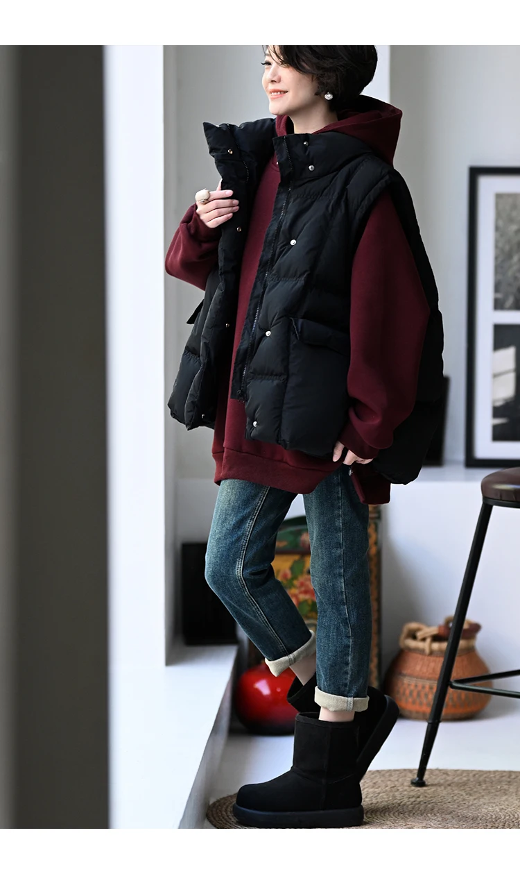 R70710 Artistic Casual Loose Thickened Age-Reducing Yellow Mid-Length Hooded Sweatshirt for Women 25 Autumn