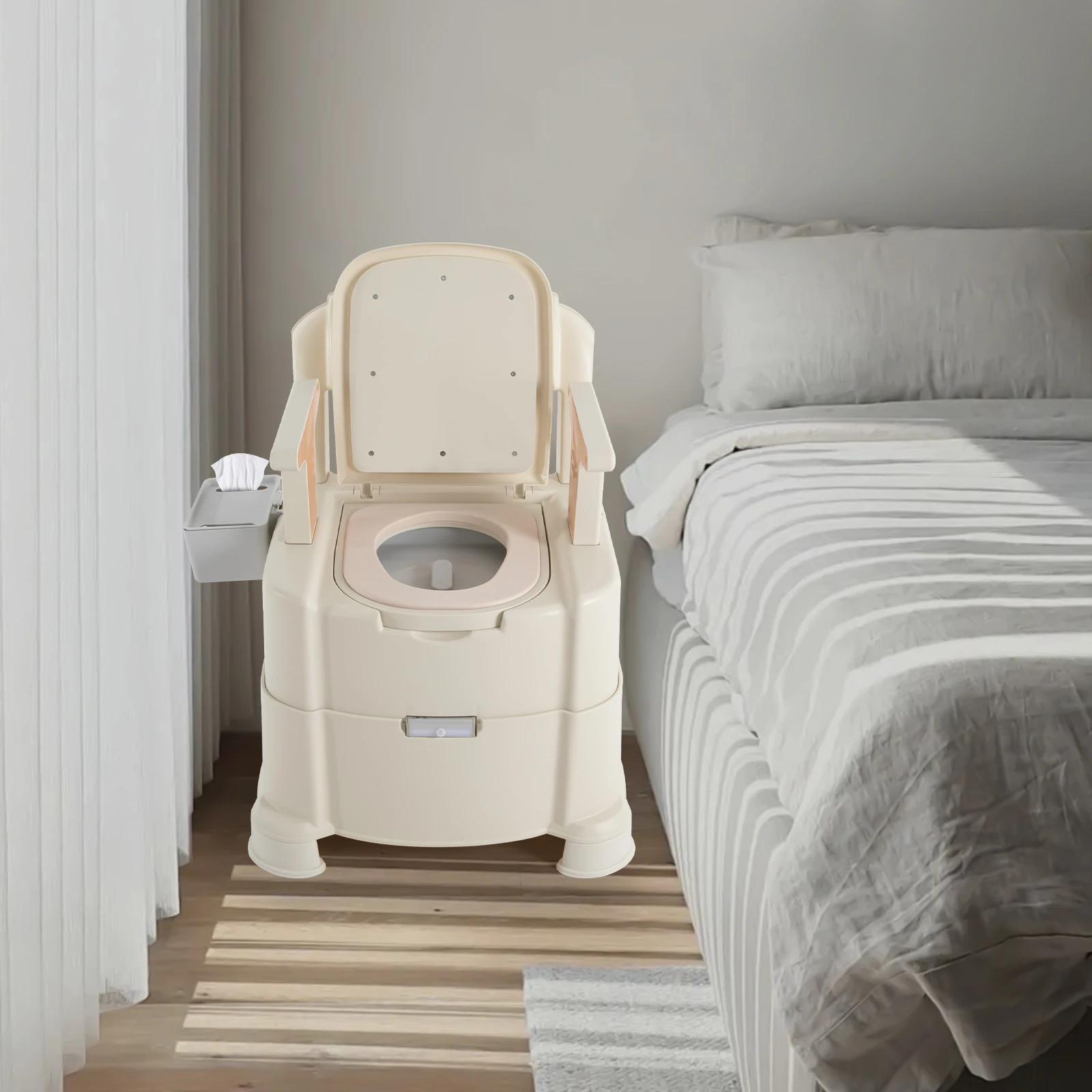 Portable Bedside Toilet with Sensor Night Light 6