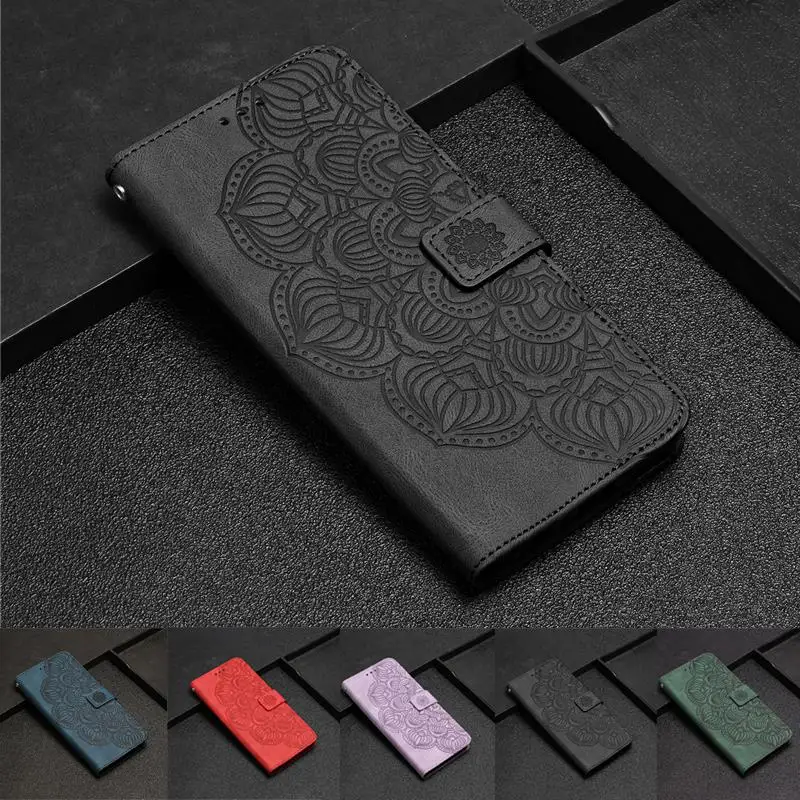 Luxury Wallet Leather Case For Iphone 13Pro Se 2022 12 11 13 Pro 8 7 Plus Xr Xs Max X Se 2 Mandala Sun Flower Phone Cover Case