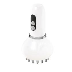 USB Rechargeable Heated Massage Brush with Vibration and Adjustable Speed (WHITE)