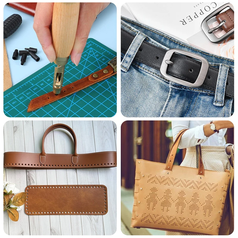 DIY Accessories Leather Punch Tool With 6 Size Tip 1.5–4.0mm Automatic Belts Screw Punch Tool Kit