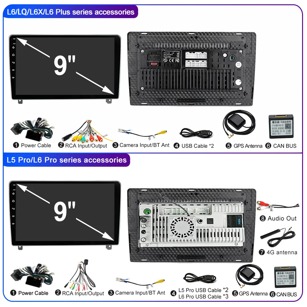 LEHX L6Pro ڵ   Ƽ̵ ÷̾, Ǫ 407 1 2004 2011 ī÷, ̼ GPS ׷, ȵ̵ 14, 2 din