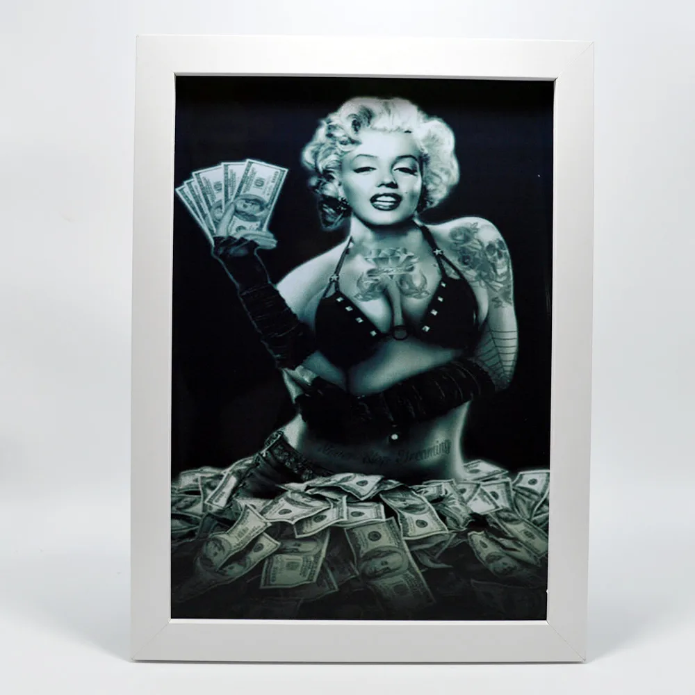 

Girl & Dollars! Stunning Wall Sticker of Great Chicano Skull Tattoo Art Poster - Vintage Wall Art Decor Painting for Your Room