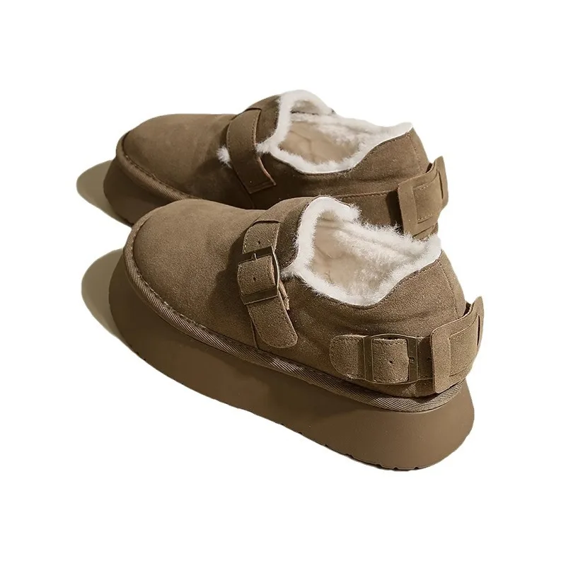 Winter Buckle Women's Vulcanize Shoes with Thick Velvet Lining for Cold Weather