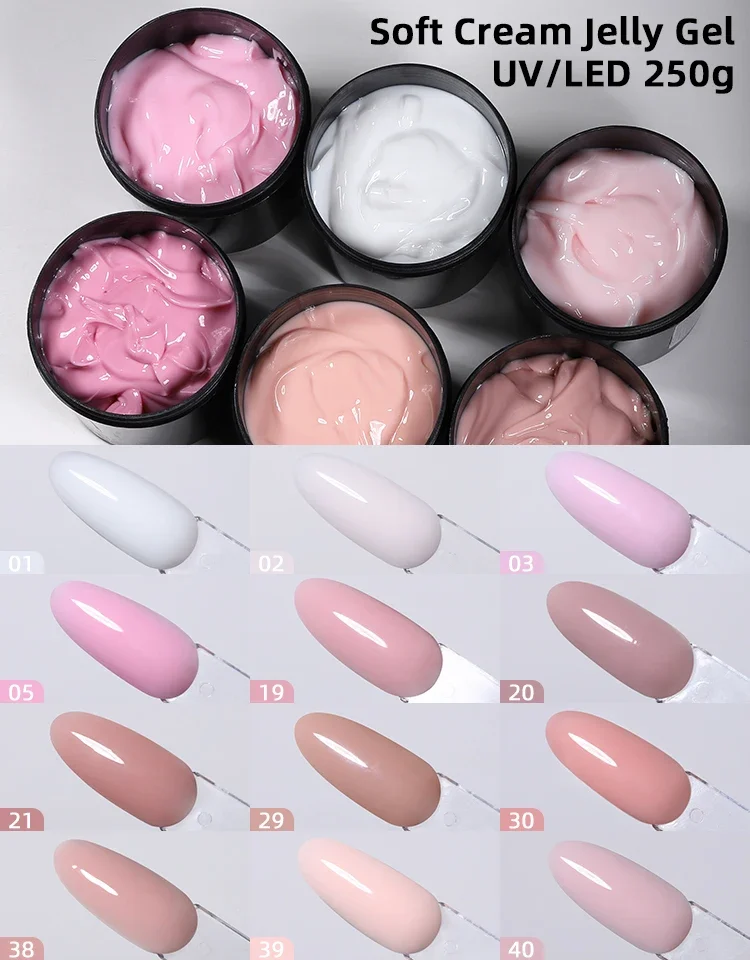 Description Picture 5 of itemMSHARE Purple Sparkling Builder Jelly Gel Rubber Cream Hard Shimmer Nail Extension Pink Shiny Glitter Uv Construction Gel 50ml