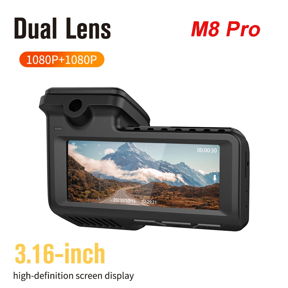 

M8 Pro Dual Recording 2k Recorder HD Night Vision Car Hidden Car Driving Recorder Novatek Chipset IPS High-definition LCD Screen