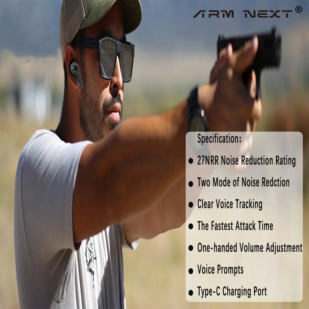 ARM NEXT Electronic Shooting Earplugs Noise Canceling Hearing Protection Earmuff Hunting Tactical Shooting Law Enforcement electronic earmuffs