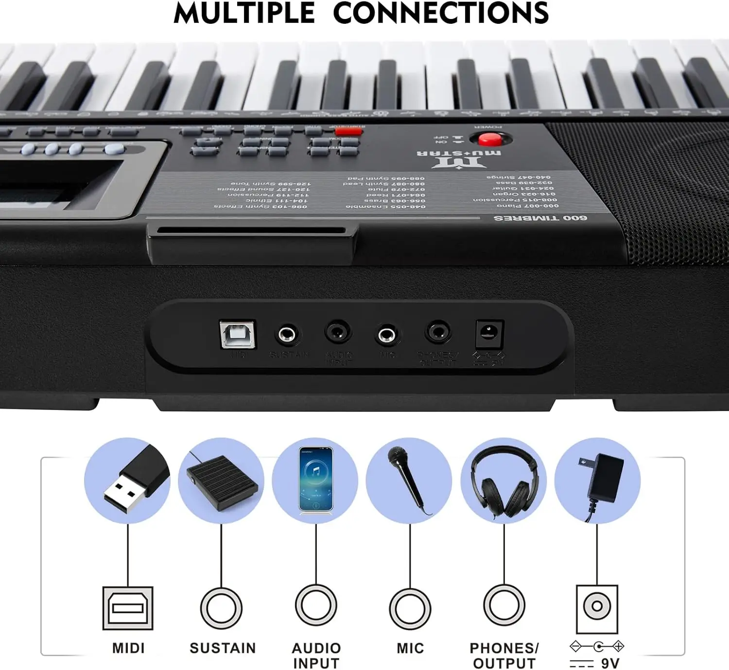 Piano Keyboard, MEKS-500 61 Key Learning Keyboard Piano with Lighted Up Keys, Electric Keyboard for Beginners, Stan