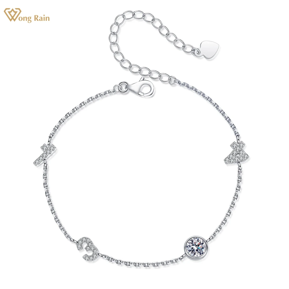 

Wong Rain 100% 925 Sterling Silver VVS1 3EX Pass Test 0.5CT Diamonds Real Moissanite Sparkling Bracelets Bangle Gift Jewelry