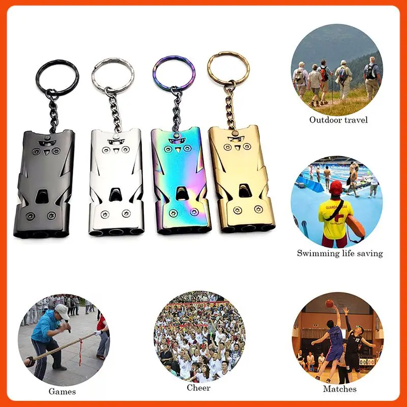 Survival Whistle Metal Whistle Outdoor Survival Whistle Portable High Decibel Emergency Life-Saving Stainless Steel Outdoor Urgency EDC Multifunction