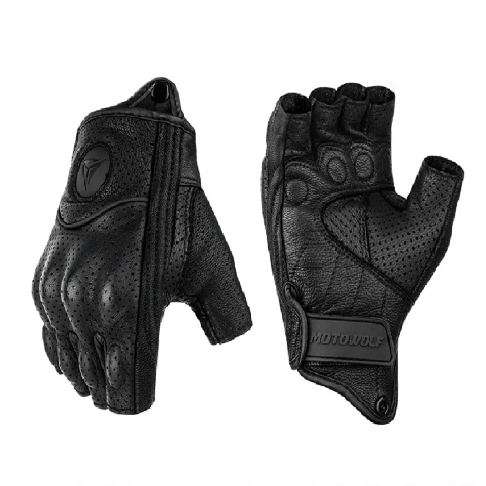 Breathable Gloves For Motorcycle Professional Faux Leather Black Knuckle Protection Half Finger Gloves for Cycling