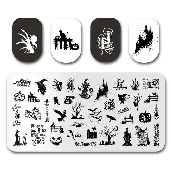 Nails Art Stamp MouTeen052 Terror Gothic Symbol Moon Nail Stamping Plates Manicure Set For Nail Art Stamper 2