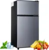 Mini Fridge with Freezer, 2.9 Cu.Ft Small Fridge, Energy Saving, Low Noise,7 Adjustable Thermostat, Double Door  Refrigerator 1