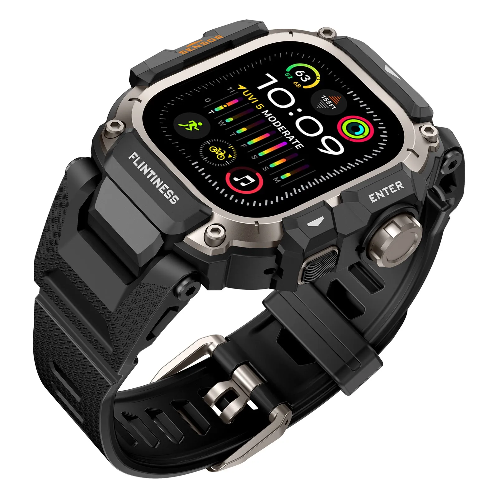 Enhanced Tactical Silicone Band with Metal Protective Case