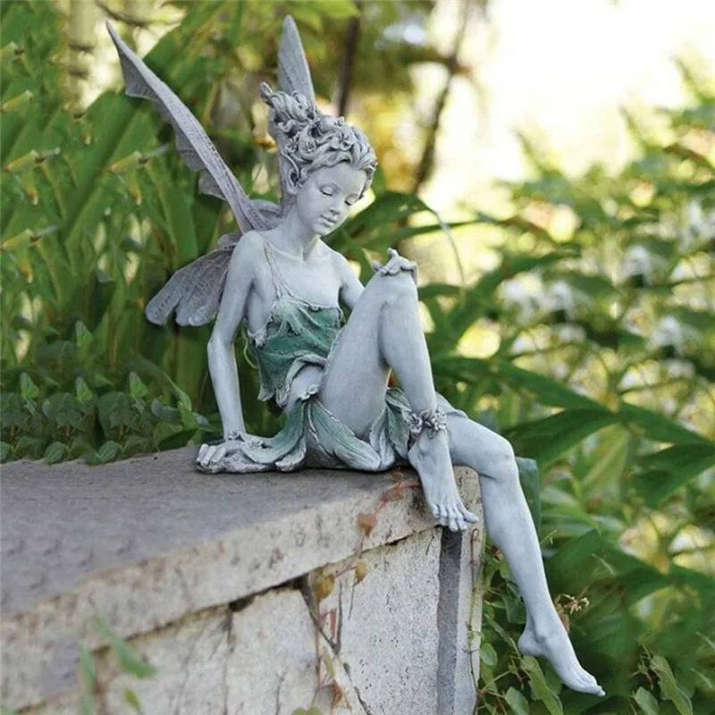 Sitting Fairy Statue Resin Garden Ornament Porch Sculpture Yard Craft Landscaping for Home Garden Decoration Dropshipping 3