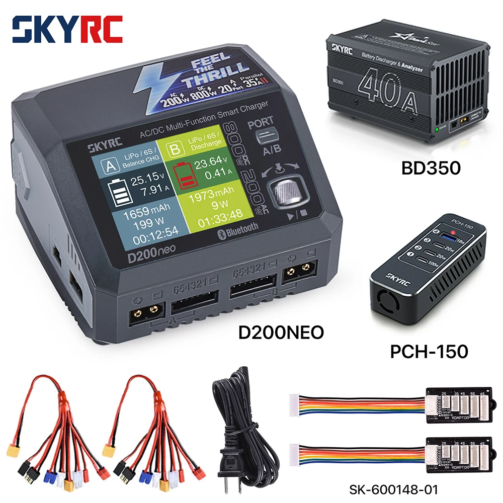 

SkyRC D200neo+ Charger SK-100196 800w Lipo Battery Balance Charger BD350 Discharger AC/DC Multi-Function Smart Charger