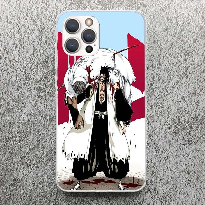 thumbnail image 1 of Funda de teléfono con estampado de silicona suave para Apple, carcasa para iPhone 15 14 13 12 11 Pro Max Mini XS XR X 7 Plus 8 + SE, Bleach Zaraki Kenpachi, 1 of 5