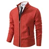 Autumn And Winter New Jersey Men's Casual Sports Coat Solid Color Stand Collar Wweater Grab Fleece Warm Zipper Cardigan 2