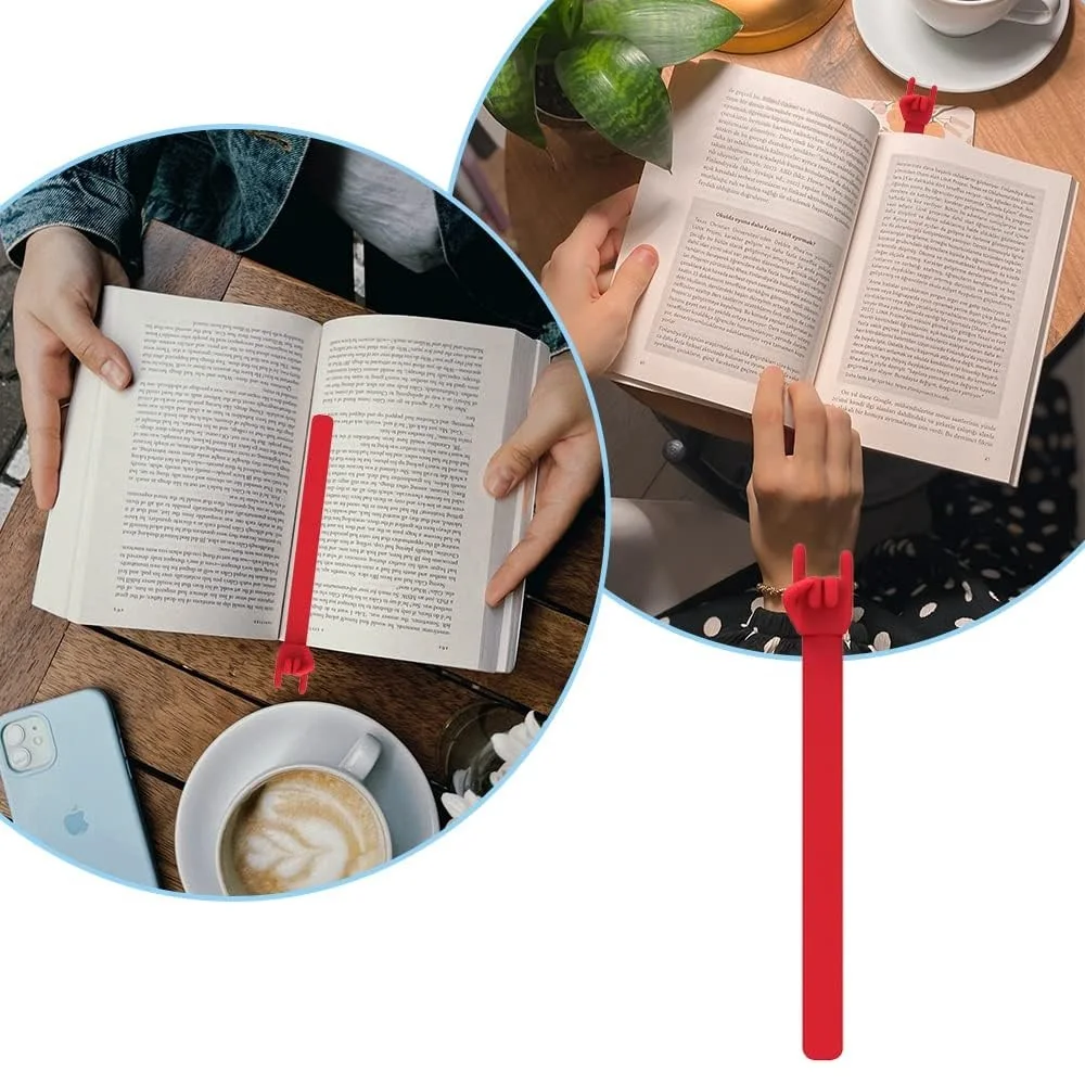 1pcs Rock Finger Bookmark Silicone Material Funny 3D Cartoon Page Marker Unique Reading Gift A7462 bookmarks stationery supplies silicone bookmark