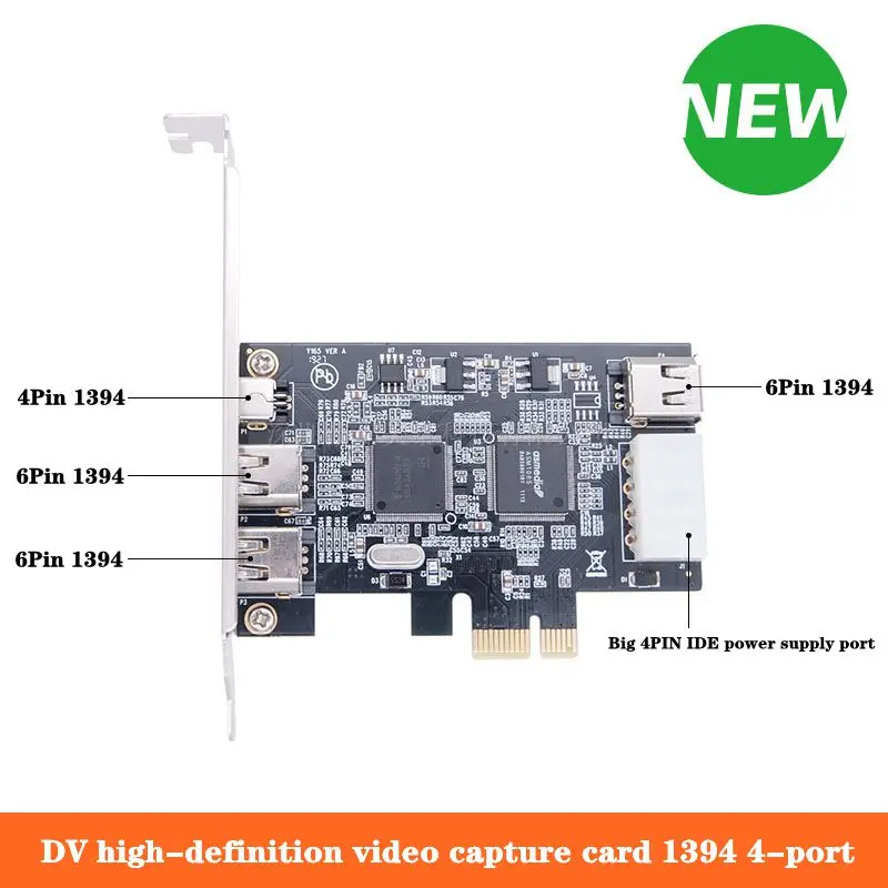 Настольная карта памяти PCI-E1x To 1394, 4-портовая, 3 6-контактная, 1 4-контактная Плата видеозахвата высокой четкости DV