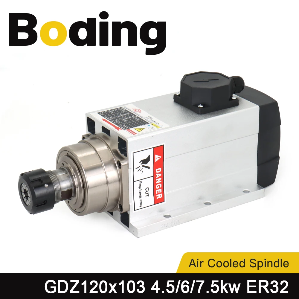 

BODING 4.5KW 6KW 7.5KW CNC Air Cooled Spindle Motor 380V 220V ER32 18000RPM 300Hz 600Hz GDZ120x103 For CNC Engraving Machine