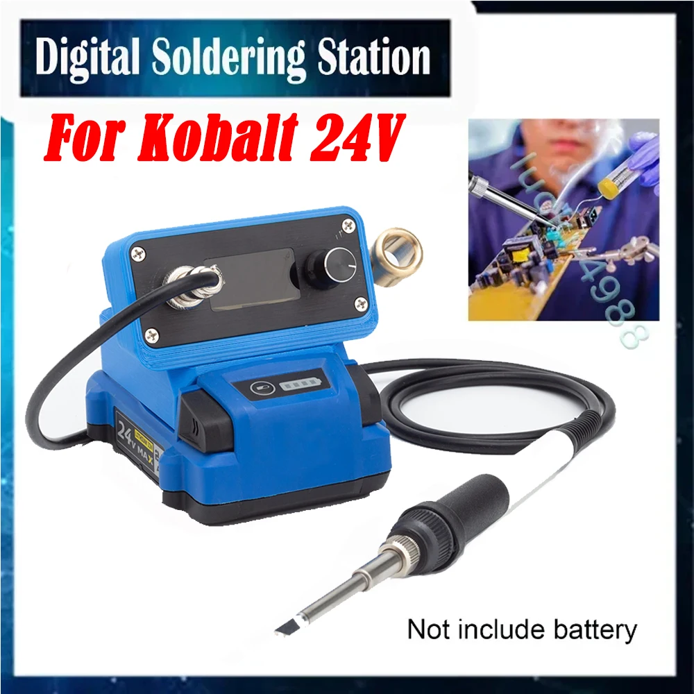 Cordless T12 Soldering Iron Soldering For Kobalt 24V Lithium Battery Electric Digital Soldering Station DIY Repair(NO Battery ) wireless cordless soldering gun electric solder gun iron station solder wire for makita18v lithium battery（no battery）