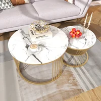 Table basse Fangange, table d'appoint, table gigogne, table de canapé, table à lampe, ronde, avec tapis antidérapant, structure métallique, sans bords tranchants, pour salons, chambres, balcons, espaces de détente, appartements, blanc/noir. 4
