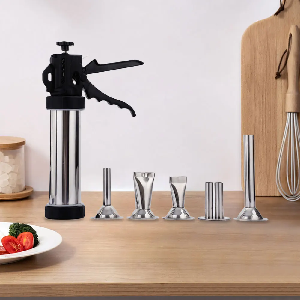 Manual Home Sausage Stuffer Filling Making Machine Stainless Steel/Plastic Sausage Filler Suction Filling 3Pcs Funnels