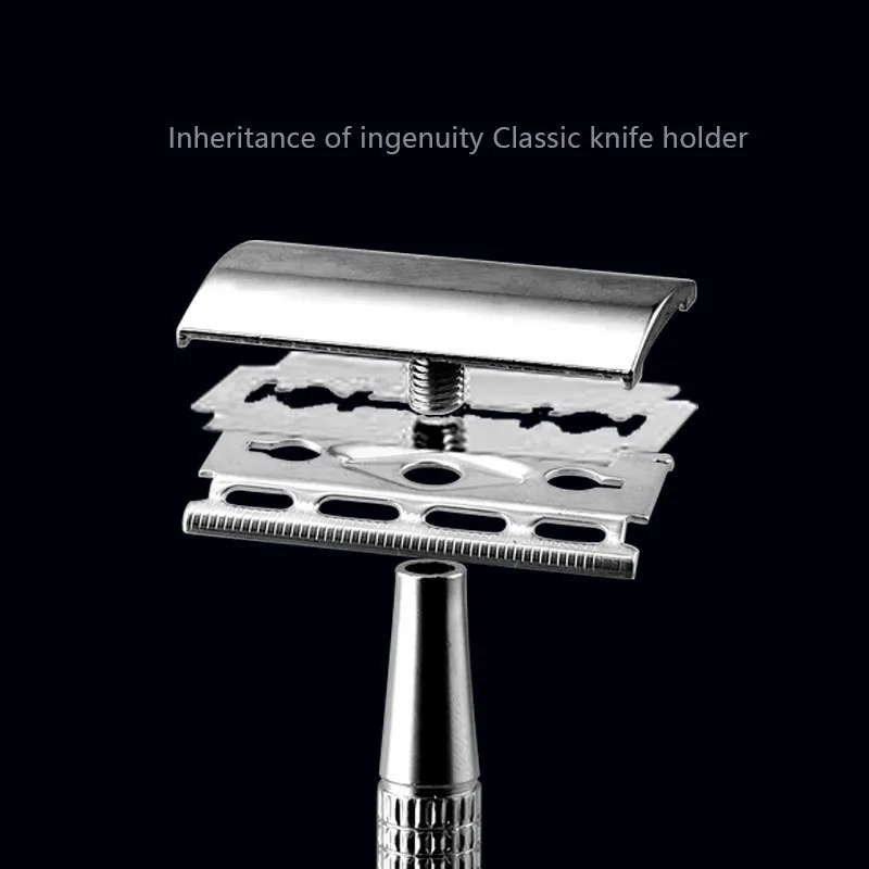 1 Pcs Shaving Razor + 5/10/50/100 Pcs Manual Shaver for Men Barbershop Razor Stainless Steel Shank Is Easy To Use Safety Razor 3