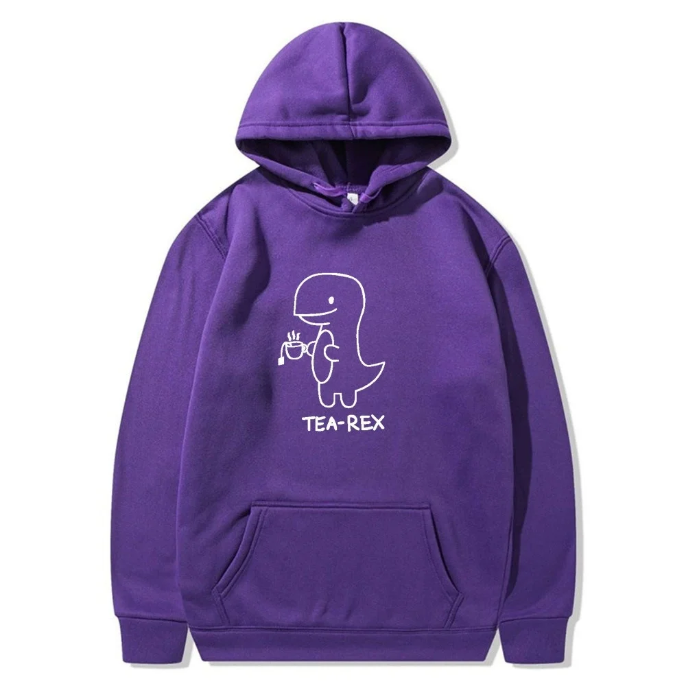 Tea Rex Dinosaur Coffee Print Casual Hoodie for Men - Spring and Autumn Collection