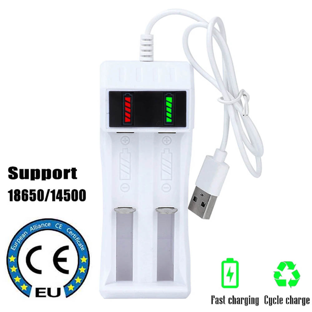 

14500 /18650 Battery Charger Universal 2 Slot Li-ion Battery USB Charger Smart Led Chargering for Rechargeable Batteries AA AAA