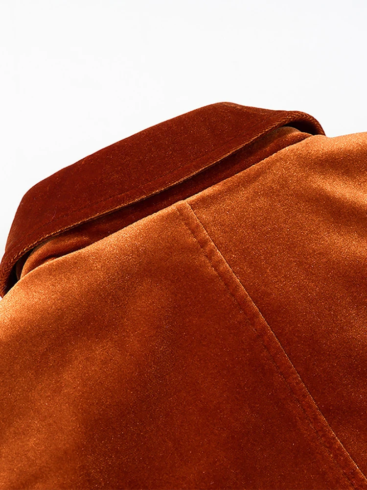Revers Einreiher Samt Mäntel Frauen Straße drehen-unten Kragen Langarm Tasche Lose Jacke Frühen Frühling Dame Neue oberbekleidung – Detail 6