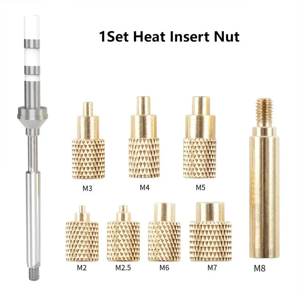 Heat Insert Nut Iron Tip TS100 Soldering Iron Tip Insert Internal Thread Head M2-M8 Brass Hot Melt Insert Nut Insertion Kit image 1