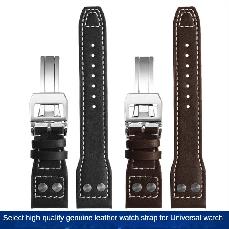 Rivet Leather Watch Strap for IWC Pilots Iw500916 Waterproof Sweat