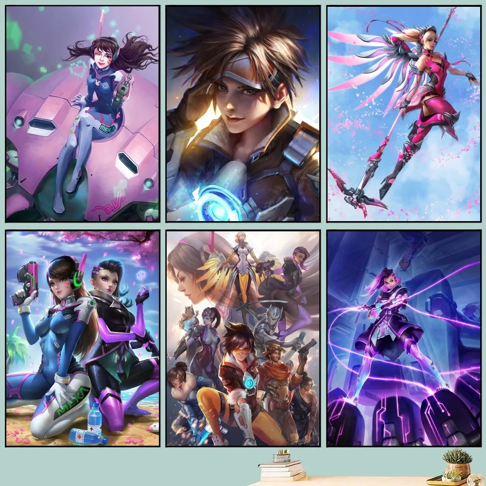Gioco O-Overwatch Poster Fai Da Te Vintage Movie Poster Wall Art Painting Study Stickers Big Szie Wall Painting