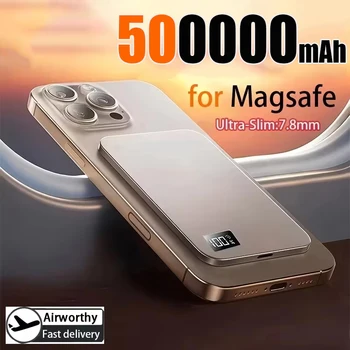 500000mAh Wireless Magnetic Power Bank Fast Charging Portable PD22.5W External Battery for iPhone17 Samsung Huawei 2026