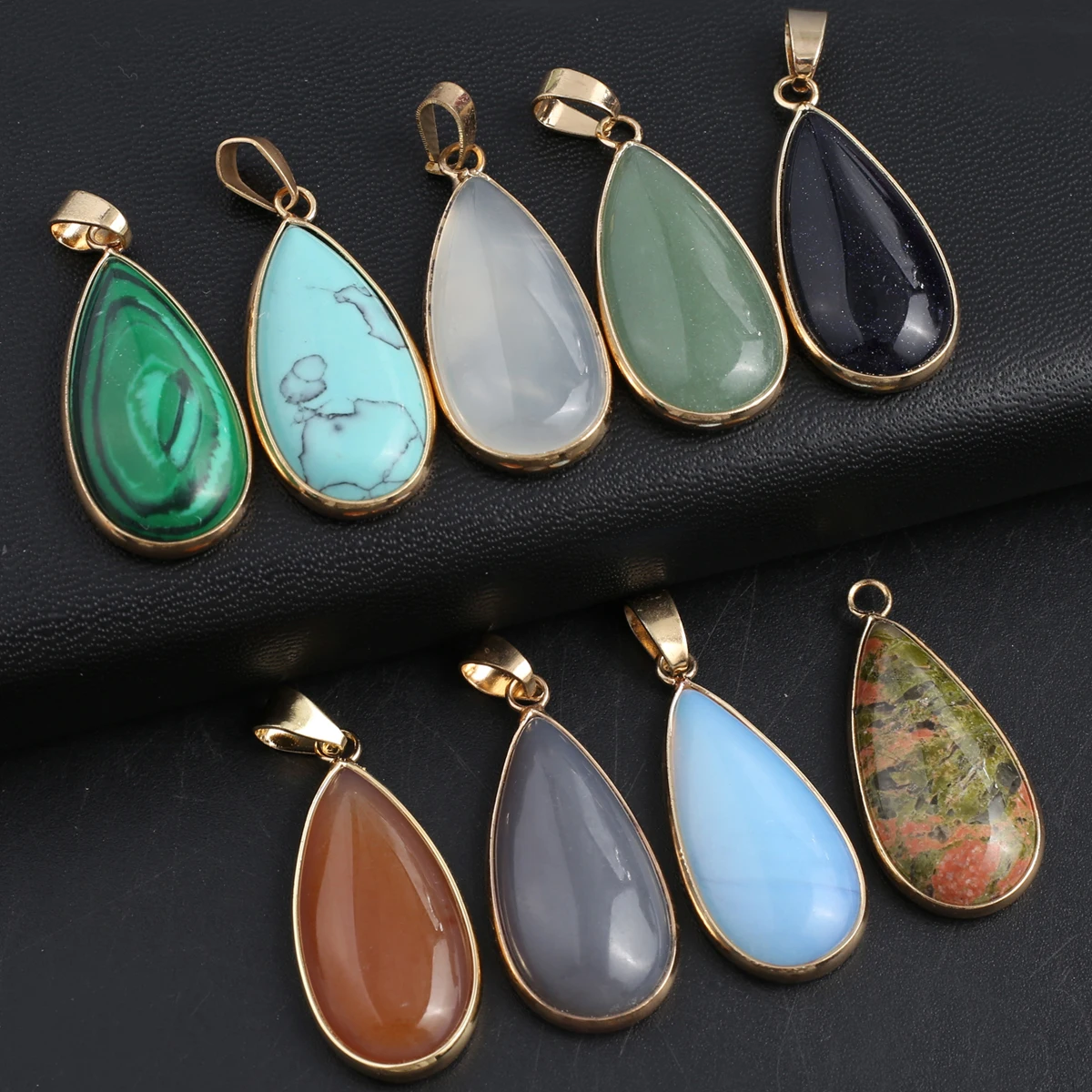 

10PCS Vintage Golded Border Droplet Shape Pendant Jewelry Making DIY Necklace Earrings High Quality Jewelry Accessories 34x16mm