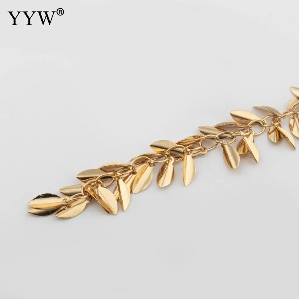 5m/Spool Brass Gold Plated Leaf Charms Bead  High Quality Bulk Chains Diy For Women Necklace Bracelet Jewelry Making Components