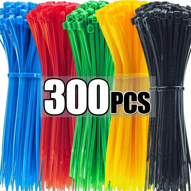 100300PcsNylonCableZipTiesSelfLockingCordCableTiesStrapsFasteningLoopReusable