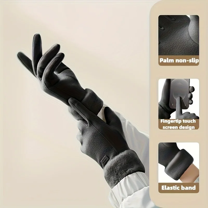 Women's Winter Warm Touchscreen Gloves Plush Lined Thick Outdoor Leisure Protection