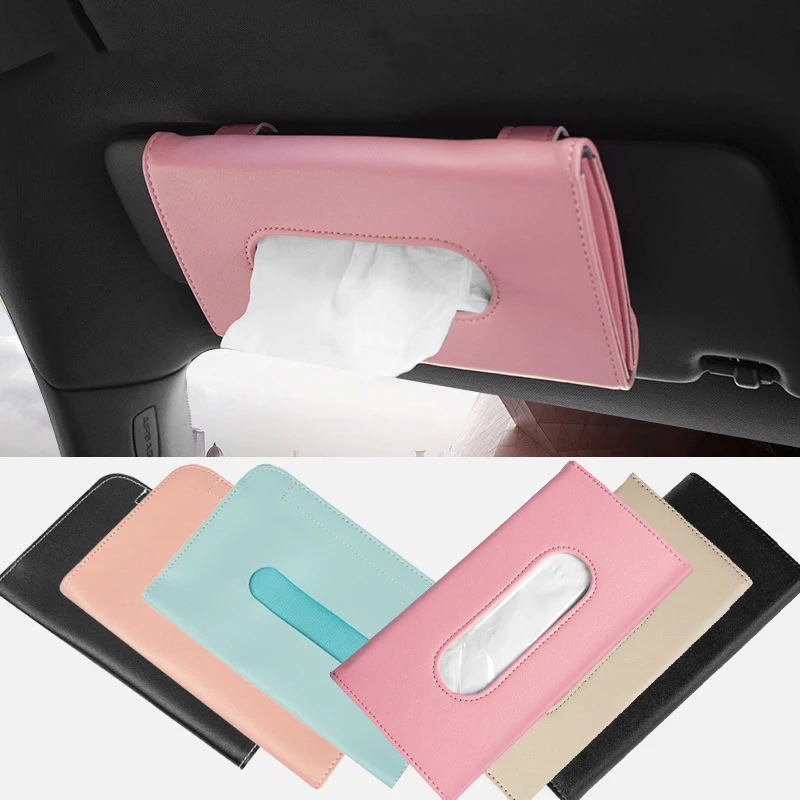 Car Interior Accessories Car Tissue Holder Simple Hook/strap Universal Car Tissue Holder PU Leather Hanging Paper Towel Clip Backseat Tissue Case