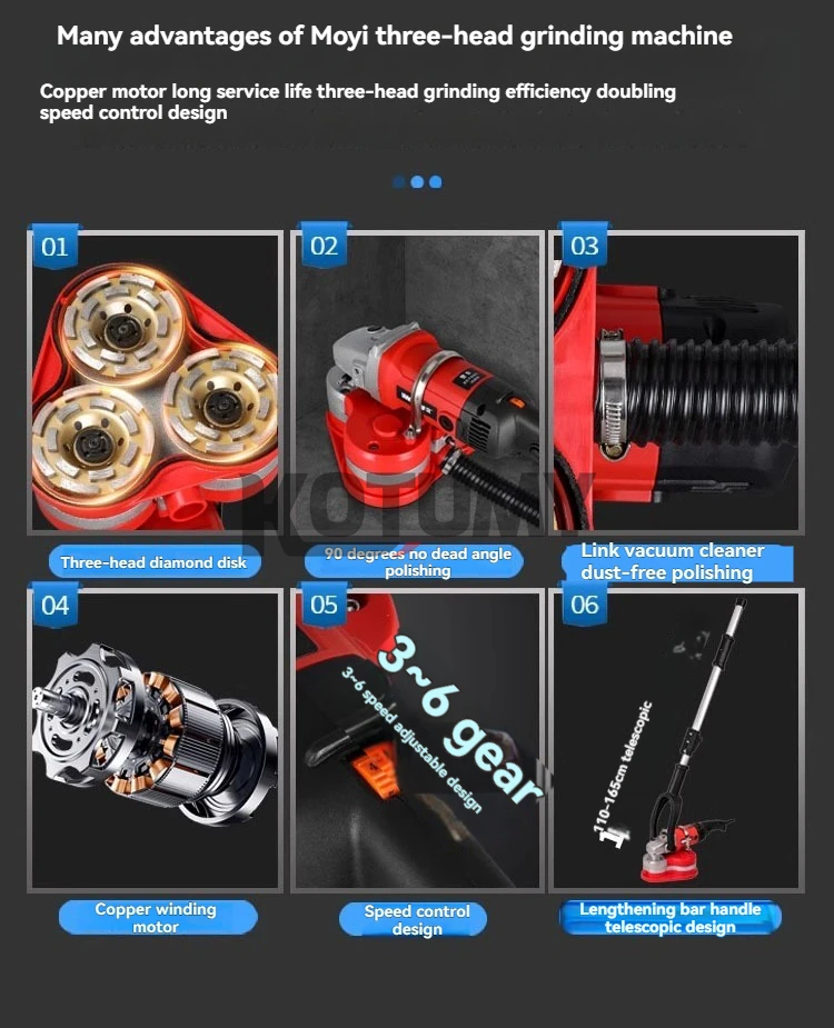5800W Wall Grinding Machine Adjusting Speed Rough Planer Cement Concrete Floor Polishing Machine Concrete Wall Rough Grinder