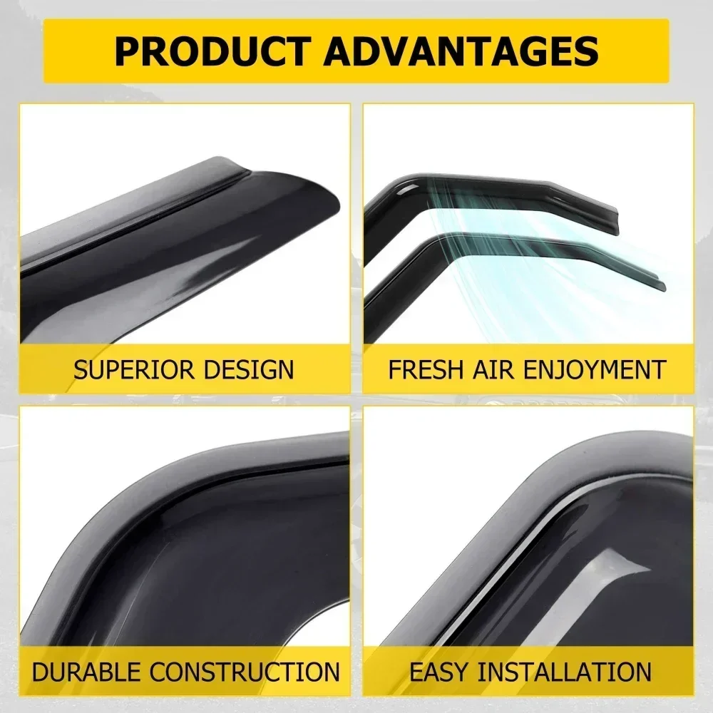 Side Window Visor Sun Rain Deflector Waterproof Weather Shield Window Guards Shelters Awnings For Jeep Wrangler JL car window deflectors