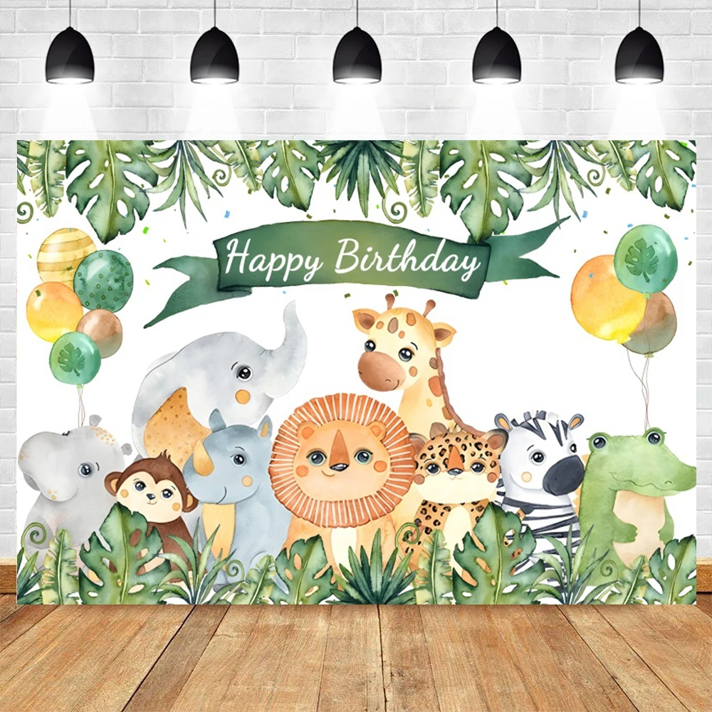 Tropical Jungle Safari Photography Backdrop for Baby Birthday and Family Photoshoots
